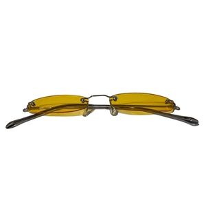 Yellow 90s Sunglasses with Silver Frame